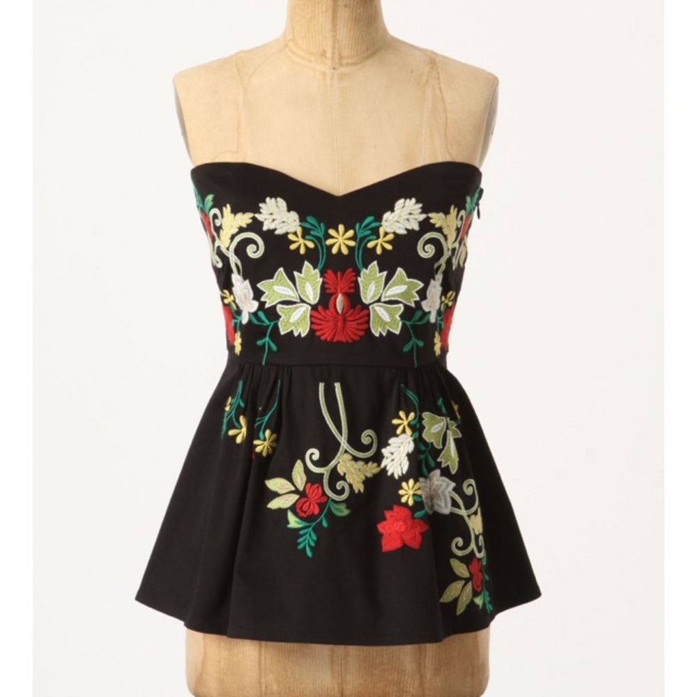 Anthropologie Two of Us Midnight Bloom Corset